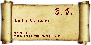 Barta Vázsony névjegykártya